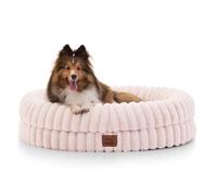 ChiXnuggle Dog Bed Medium Sized Dog - Luxury Striped Faux Fur Waterproof Pet Couch with Removable Washable Cover, Orthopedic Pet Bed with Bolster Sides for Sleeping, Pink