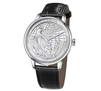 CHIYODA Men's Watch, Women's Watch, Platinum Plated Quartz Wrist Watch with Carving Process of Map and Eagle Pattern, Sw'iss Quartz Movement, Real Cowhide Strap (Unisex)