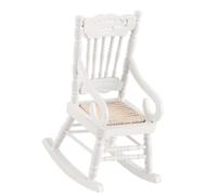 Chiyyak 12 dollhouse Miniature Rocking Chair, Wooden Mini Rocker for Dolls House Decor Toys, Knitted Rope Seat, Modern Old Fashion Combo, Premium Material, White, Red (White)
