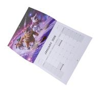 Chiyyak 2026 Space Cats Calendar, Funny Cat Themed Desk Calendar with Folding Base for Daily Planning, Thick Copper Plate Paper Present for Cat Lovers