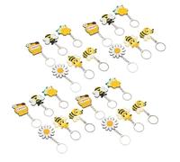 Chiyyak 24pcs Daisy Bees Keychain Cartoon Cute Colorful Metal Keyring for Backpack Garment Bags Party Decoration