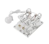Chiyyak 4 Cylinder Hot Air Stirling Engine, LED Light Electricity Generator for Kids Science Project, with Wooden Base Educational Physics Model (Silver)