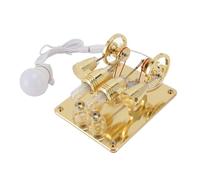 Chiyyak 4 Cylinder Hot Air Stirling Engine, LED Light Electricity Generator for Kids Science Project, with Wooden Base Educational Physics Model (Gold)