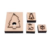 Chiyyak 4 Pcs Leather Cutting Die Set Leather Cutting Mold Crafting Stamps Xmas Tree Stocking Star Shape with Carbon Steel Blade for Craft DIY Keychains Decor