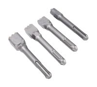 Chiyyak 4PCS Square Head Bushing Bits 3 4 6 9 Carbide Tips Hammer Chisel Bit Set with Round Shank 2 Pits and 2 Slots for Concrete Coating Removal Stone Roughing Masonry Work
