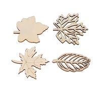Chiyyak 80PCS Wooden Hollow Leaf, 4 Types of Leaf Shape Smooth Cutting Composite Wood Openwork Carving Design, with 20 Pieces per Section, for Crafts and Home Decoration