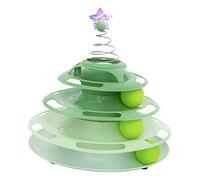 Chiyyak Cat Toy Roller 3 Layers Anti Slip Base Easy to Clean Interactive Turntable Track Toys for Bating Chasing Swating (Type 1)