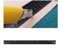 Chiyyak Cutting Ruler L Type Measuring Gauge Ruler Measuring Instrument Straightedge Aluminium Alloy Anti Seepage Ink Rubber Strip Protective Plate for Length Measurement (L type 45cm)