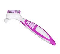 Chiyyak Dual Head Denture Brush Double Sided False Teeth Cleaning Brush Safe Plastic with 2 Heads for Partial Complete Dentures Cleaning