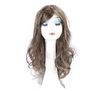 Chiyyak Effortless Style Change, Seamless Bangs, Luxurious Hair Light Brown Long Wavy Wig with Hand Woven Bangs Suitable for Women Outings
