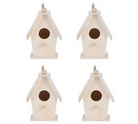 Chiyyak Innovative Wooden Bird Nests for Garden Decoration, 4 Hanging Birdhouses in Plane Wood, 2.6 x 1.6 x 2.0 Inches