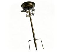 Chiyyak Metal Bird Bath Bird Feeder Freestanding Feeder Large Capacity Round Platform Vintage Iron Detachable Bowl Stake Design with Protective Coating for Patio Garden Lawn (Golden Bath)