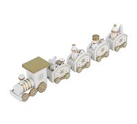 Chiyyak Mini Trains Toy Wooden Christmas Decorations, 5 Sections Little Santa Trains for Tree Decoration (White Five Sections)