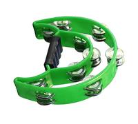 Chiyyak Noise Making Bell with Half Moon Hand Tambourine Heavy Duty Plastic for Developing Rhythmic and Musical Skills Inspiring Creativity and Imagination for Kids (Green)