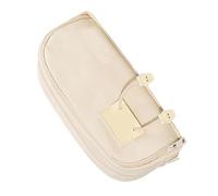 Chiyyak Pencil Case Large Capacity Double Layer Zipper Pencil Case for School Office, Versatile Pencil Storage Bag for Girls, Canvas Material, white us, Casual