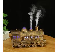 Chiyyak Train Humidifier, Cool Dual Mist Outlets 300ML Essential Oil Diffuser Quiet Aromatherapy Diffuser Vintage Steam Train Diffuser with LED Light for Bedroom Desk