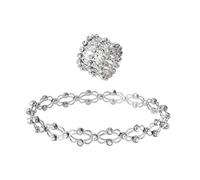 CHIZISX 2 in 1 Retractable Bracelet for Creative Stretchable Twist Folding Crystal Telescopic Rings Bracelet Jew
