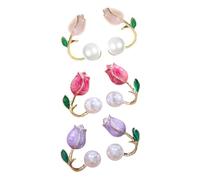 CHIZISX 3 Pairs Charm Earrings Studs Earrings with Flower Theme Daily Elegant Ear Studs Alloy Texture Present for Enthusiasts