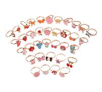 CHIZISX 36 Pcs Adjustable Cartoon Rings Fashion Finger Decor Alloy Kids Rings for Halloween Party Supplies Classroom Reward