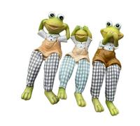 CHIZISX 3pack Three Without Philosophies Frogs Statues Resins Indoor Outdoor Decoration Long Legged Figurine Long Legs Frogs Statues