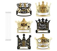 CHIZISX 6PCS Elegant 2026 Party Hats Thick Paperboard Elastic Chin Straps Festival Headwear For Adults Children Comfortable Celebration Headwears