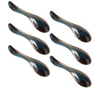 CHIZISX 6Pieces Artistic Ceramic Soup Spoons with Smooth Glazes Surfaces Ergonomic Grip for Home Entertaining and Gatherings Small Soup Spoon