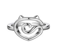 CHIZISX Creative Cat Crochet Hook Rings Metal Yarn Guide Rings Handcrafted Open Rings Stylish and Versatile Accessory for Women