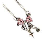CHIZISX Elegant Pinkness Bowknot Necklace Women Fashion Jewelry Alloy Texture Elegant Women Necklace Suitable for Comfortable We