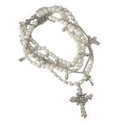 CHIZISX Elegant Silver Crosses Necklace Pendant With Stylish Pearls Accessory For Trendy Women Ladies Daily Use Casual Wear Faith Crosses Jewelry