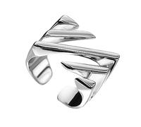 CHIZISX Fashionable Irregular Geometric Rings Opening Jewelry Square Hollow Rings with Distinctive Slanting Lines