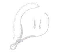 CHIZISX Fashionable Wedding Accessory Set For Women Featuring Water Drop Designs Necklace And Comfort Clips Earrings Set Sterlings Silver