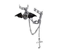 CHIZISX Halloween Devil Crossed Chain Rings Metal Double Fashion Punk Jewelry for Women Girls Ladies Accessories