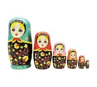 CHIZISX Handcrafted Matryoshka Doll 6 Tiers Cultural Learning Art Toy Traditional Wooden Matryoshka Doll