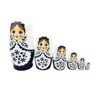 CHIZISX Handcrafted Matryoshka Doll 6 Tiers Cultural Learning Art Toy Traditional Wooden Matryoshka Doll