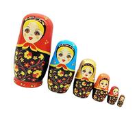 CHIZISX Handcrafted Matryoshka Doll 6 Tiers Cultural Learning Art Toy Traditional Wooden Matryoshka Doll