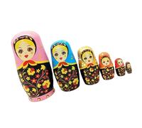 CHIZISX Handcrafted Matryoshka Doll 6 Tiers Cultural Learning Art Toy Traditional Wooden Matryoshka Doll