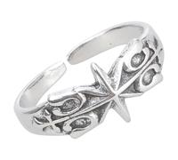 CHIZISX Handmade Vintage Hexagram Rings Silver Plated Metal Rings Finger Accessory Occult Culture Jewelry for Fashion Enthusiast