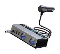 CHIZISX Highly Power USB Car Charging Featuring PD65W Retractable Cable LED Voltages Display for Universally Compatibility Phones USB C Charging