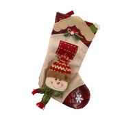 CHIZISX Holiday Cartoon Print Stocking Bag Extra Large Linen Fabric For Decor Giving Easy Hanging Christmas Ornament