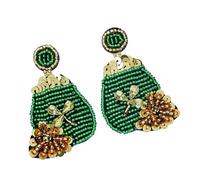 CHIZISX Lightweight Beaded Shamrock Dangle Earrings Patricks Day Themed Ear Studs Trendy Jewelry Accessory for Fashion Lover