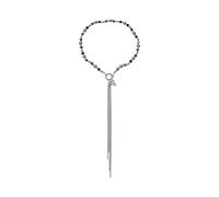 CHIZISX Long Layering Chain Statement Necklace Featuring Heart Charm And Beaded Fringe Tassels Detail Layering Heart Charm Her