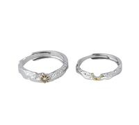 CHIZISX Romance Love Symbol Rings Accessory for Couples Sturdy Brass with Sun and Moon Designs Size Adjustable Daily Use