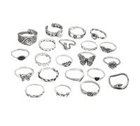 CHIZISX Set of 21 Sake Rings Set Fashion Finger Jewelry Butterfly Unisex Rings Alloy Texture Festival Rings for Various Occasion