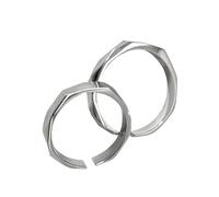 CHIZISX Sterlings Silver Projection Rings Set Adjustable Size Light Pattern Rings for Couples Fashionable Accessory