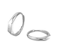 CHIZISX Sterlings Silver Projection Rings Set Adjustable Size Light Pattern Rings for Couples Fashionable Accessory