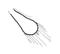 CHIZISX Tassels Moon Heart Pendant Necklace Fashionable Love Charm Jewelry Accessory for Women Ladies Sturdy Beaded Alloy