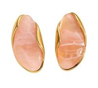CHIZISX Trendy Geometric Shaped Ear Studs Stainless Steel Resin Earrings Fashion Handmade Ear Accessories For Everyday Wear