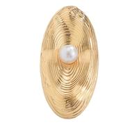 CHIZISX Unique Metal Rings with Faux Pearls Exaggerated Irregular Adjustable Accessory for Women Party Daily Wear