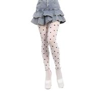 CHIZISX Women Vintage Dot Patterned Thin Tights JK Girl High Waist Footed Pantyhose Silky Stockings Opaque Fashion Hosiery White Stockings