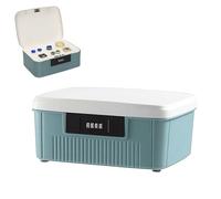 Chiziyixin 2 Layer Medicine Storage Box,Medication Lock Box with 4 Digital Code,Portable Handle,Removable Tray,Lockable Medical Storage Organiser for Home Cabinet School Office 25X21X11.5cm (Blue)